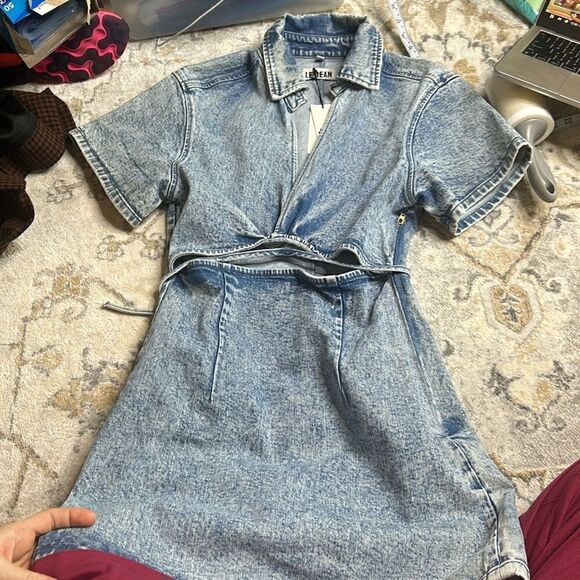 NWT LE JEAN
Koko Cut-Out Denim Shirt Dress S - Picture 7 of 8